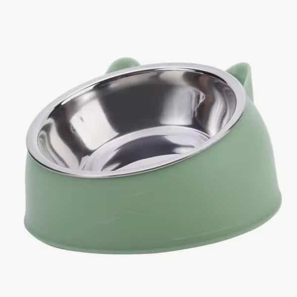 1pc Cat Dog Rice Bowl Stainless Steel+PP Cat and Dog Recognizable Colors Protect Pet Neck Spine Slanted Mouth Pet Supplies - Image 2