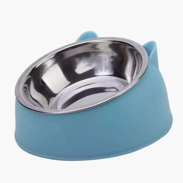 1pc Cat Dog Rice Bowl Stainless Steel+PP Cat and Dog Recognizable Colors Protect Pet Neck Spine Slanted Mouth Pet Supplies - Image 3