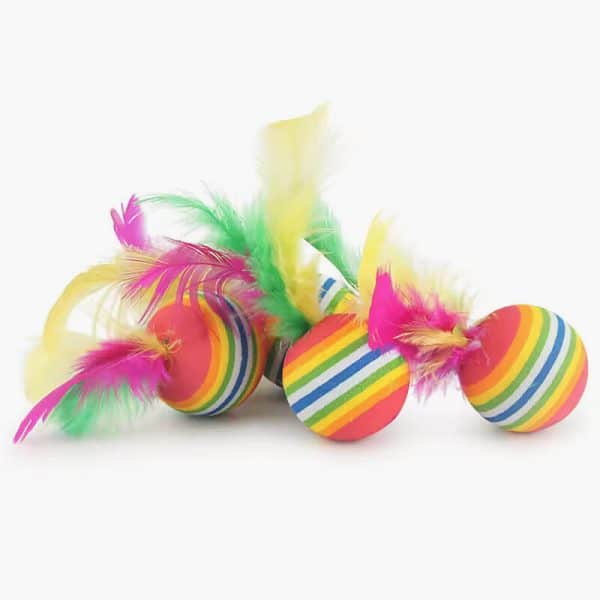 10PCS Rainbow Color Feather Ball Cat Toy Colorful Small Ball Pet Toys - Image 2