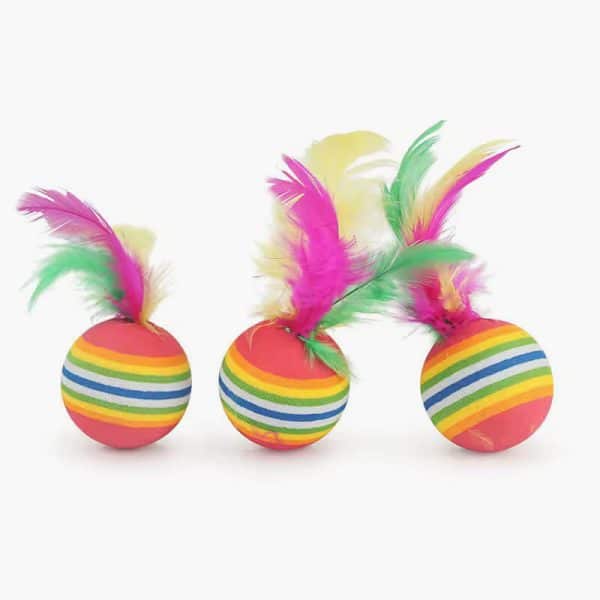 10PCS Rainbow Color Feather Ball Cat Toy Colorful Small Ball Pet Toys - Image 3