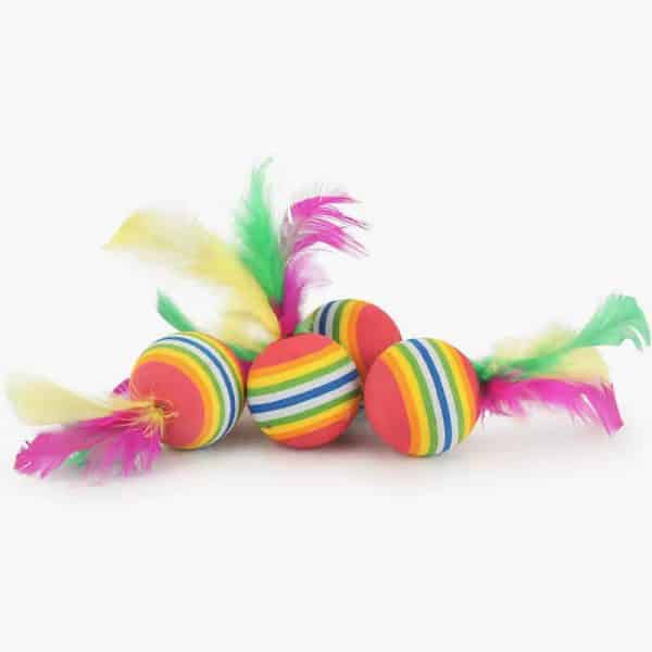 10PCS Rainbow Color Feather Ball Cat Toy Colorful Small Ball Pet Toys - Image 4