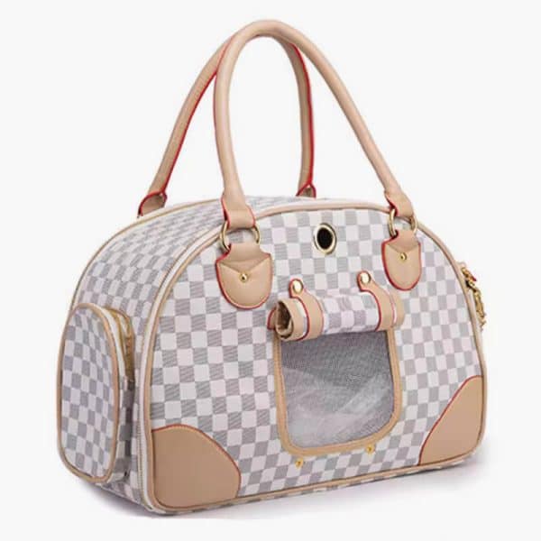 Pu Leather Small Cat Dog Carrier Bag Outdoor Travel Carry Tote Foldable Shopping Bag Portable Pet Dog Handbag - Image 2